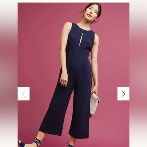 Greylin Artemis Navy Cutout Cropped Jumpsuit, Size Large